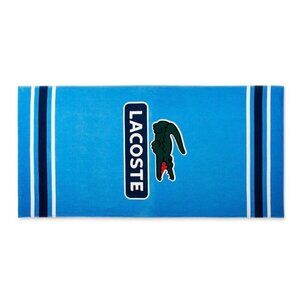 NIP Lacoste Croc Badge Blue Beach Towel 36x72 Alligator Logo Cotton Velour Pool
